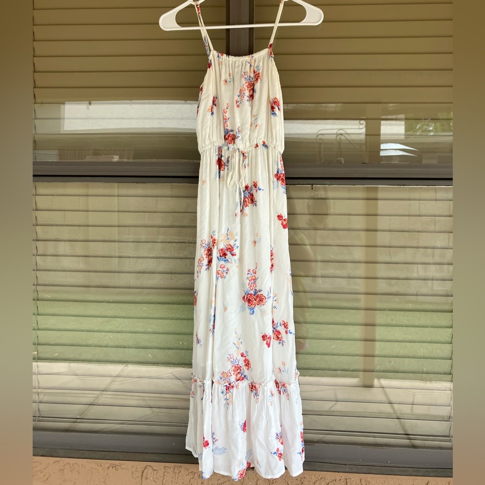 Blue Rain Floral Maxi Dress